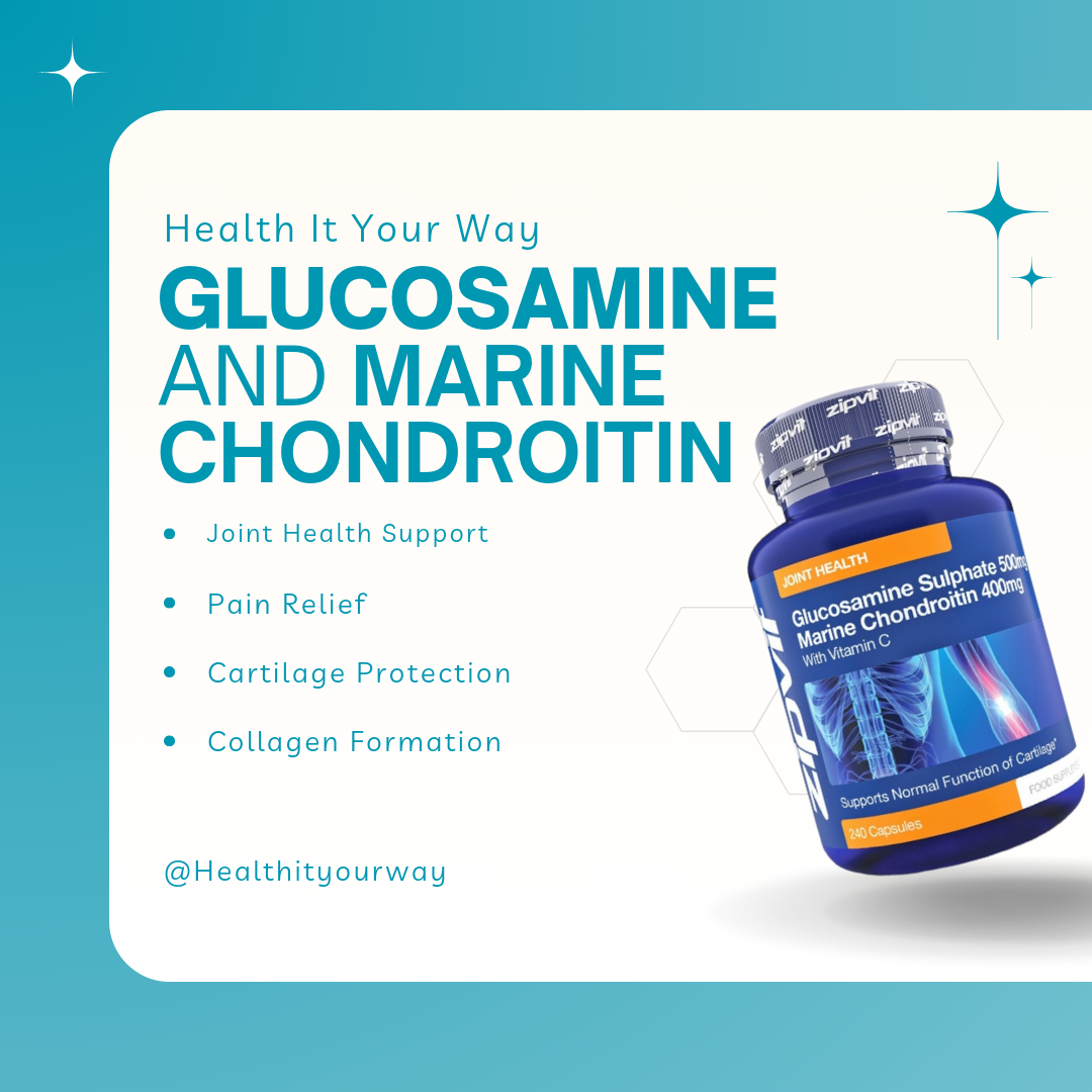 Glucosamine 400mg, Marine Chondroitin 50mg (90%) and MSM 50mg + Vitamin C | 180 Capsules