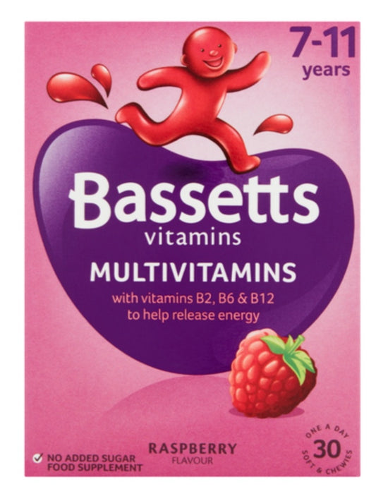 Bassetts 7-11 Years Multivitamins | Raspberry Flavour | 30 Soft Chews