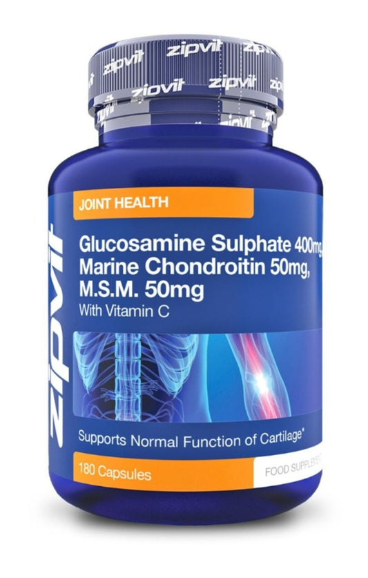 Glucosamine 400mg, Marine Chondroitin 50mg (90%) and MSM 50mg + Vitamin C | 180 Capsules